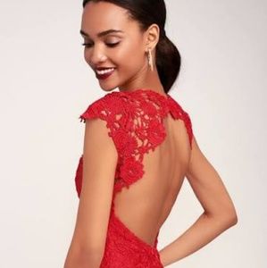 AQUA Red Lace Mini Dress 12